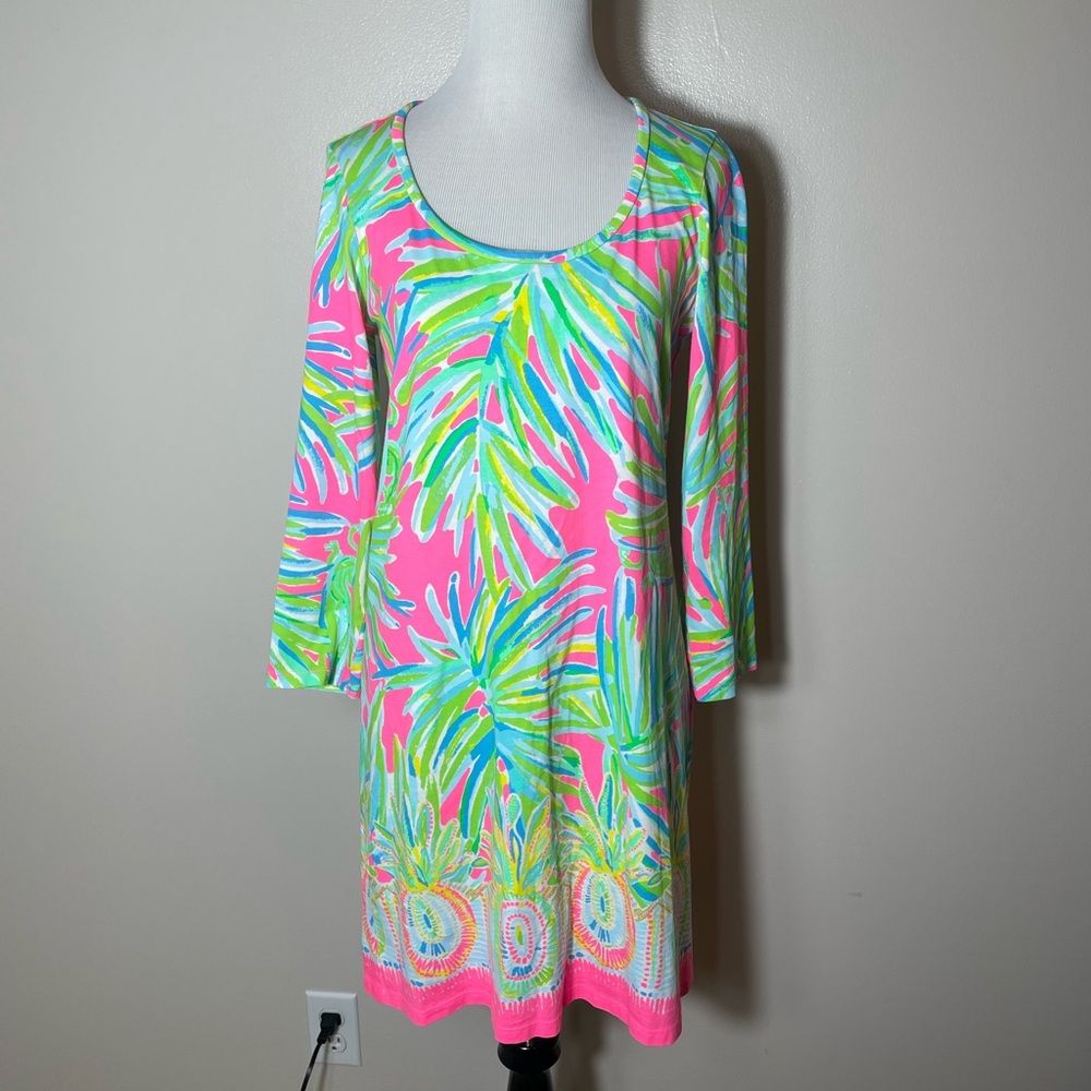 Lilly Pulitzer Tropical Pink and Green Cotton Dress (Size Small)